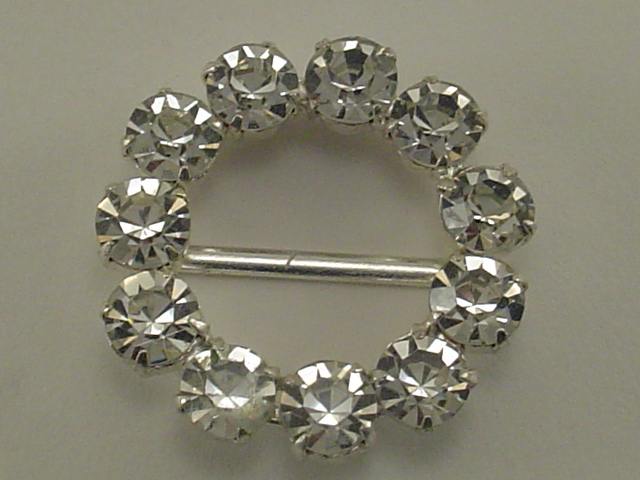 1pc. 1" Rhinestone ROUND CRYSTAL BUCKLE